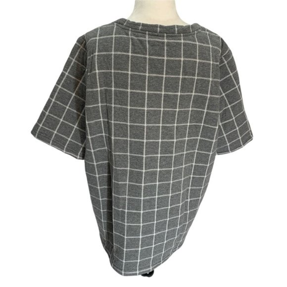 𝅺JUNAROSE🖤Grey Oversized Windowpane Short Sleeve Sweatshirt Top Size M - Picture 5 of 9